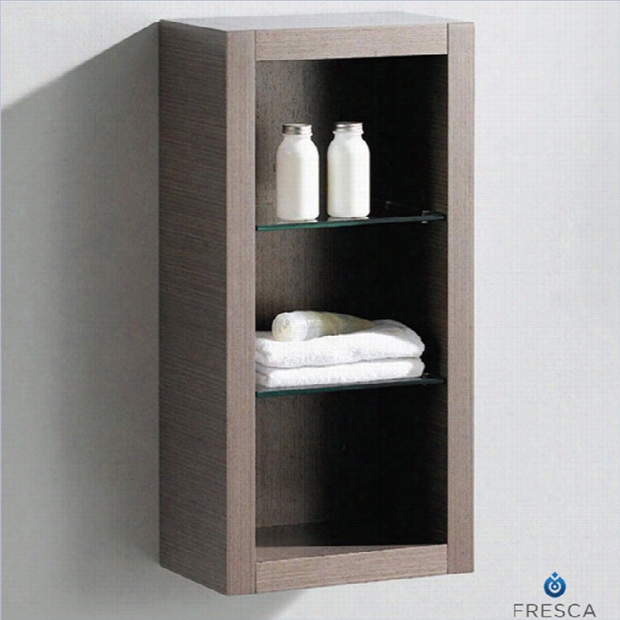 Fresca Trieste Bathroom Linen Side Cabinet With Glassshelves In Gray Oak