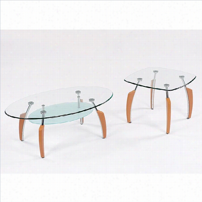 Global Furniture Usa Francis 2 Piece Coffee Table Set In Natural Light Cherry