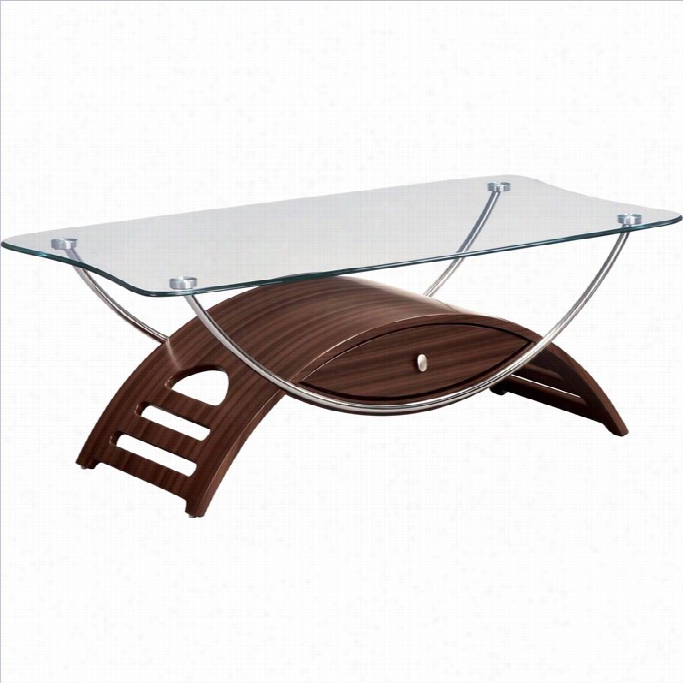 Global Furnitu Re Usa Sweeney Glass Top Coffee Table In Mahogany Finish