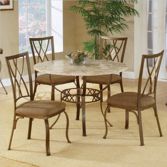 Hillsdale Brookside 5 Drama Round Dinegte Set With Diamond Back Chairs