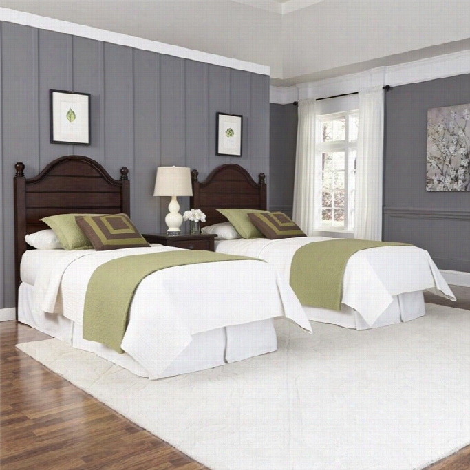Home Styles Country Comfort 2 Twin Beds And  Darkness Stand In Bourbon