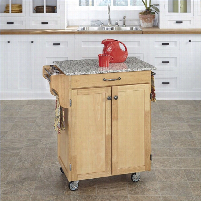 Ho Me Styles Furniture Nat Ural Wood Cart With Salt And Pepper Granite Top