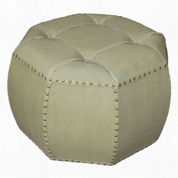 International Caravan Octagonal Tufted Indoor Ottoman In Sage