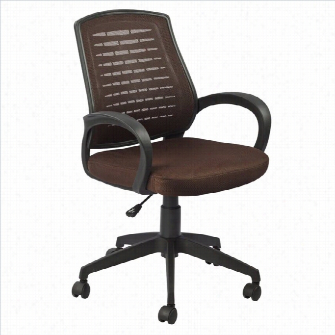 Leick Furniture Mesh Vented Back Office Chair In A Deep Brown Finish