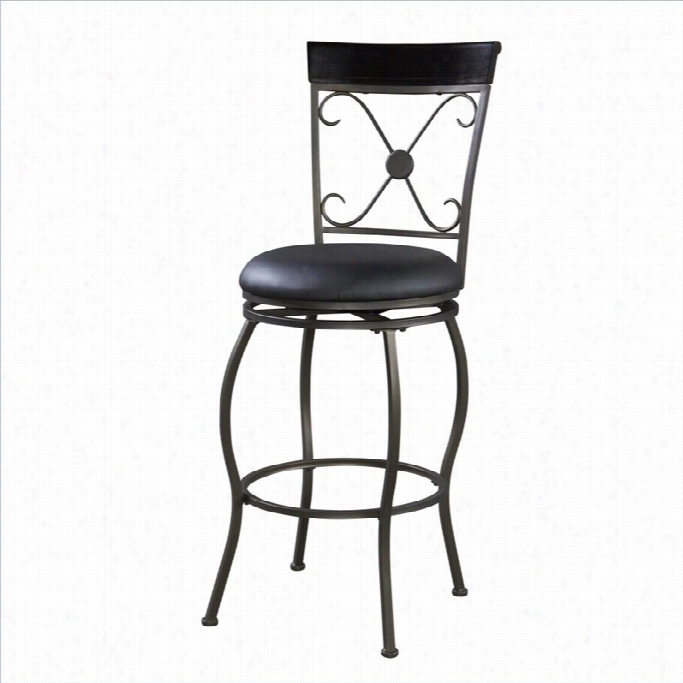 Linon Basque 24 Upholstered Vinyl Bar Stool In Brown