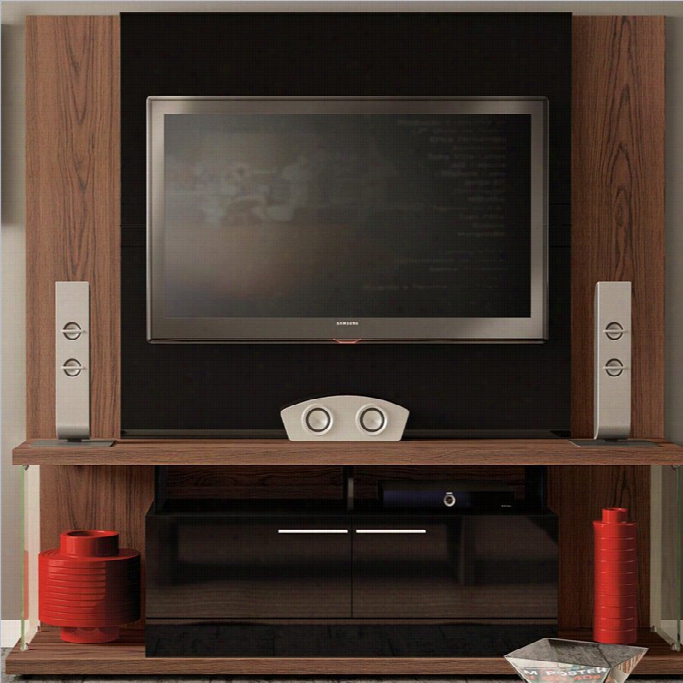 Manhattan Comfort Delacorte Tv Entertainment Center In Mocha An D Black