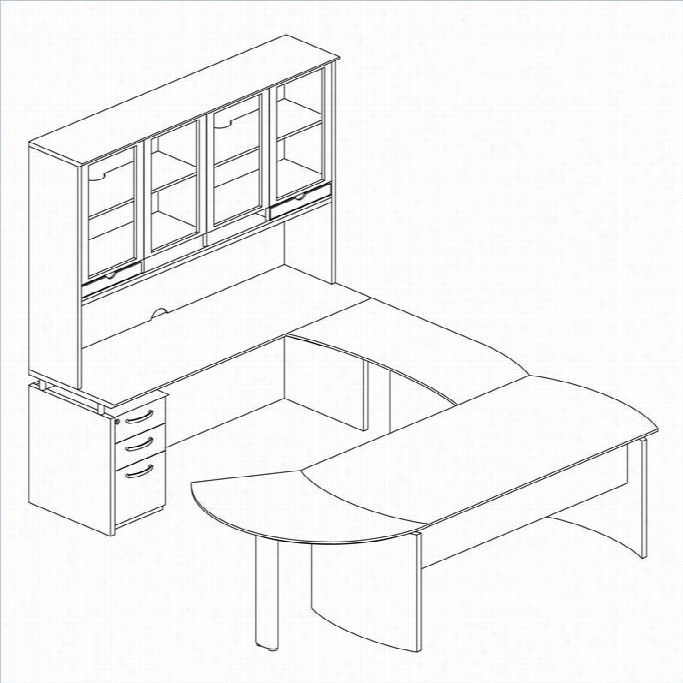 Mayline Napoli 63 Lef T U-shaped Desk With Hutch In Gooden Cherry