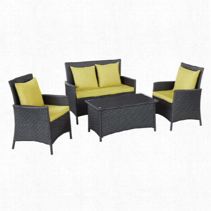 Modway Flourrish 4 Piece Outdoor Soaf Set In Espresso An Dperidot