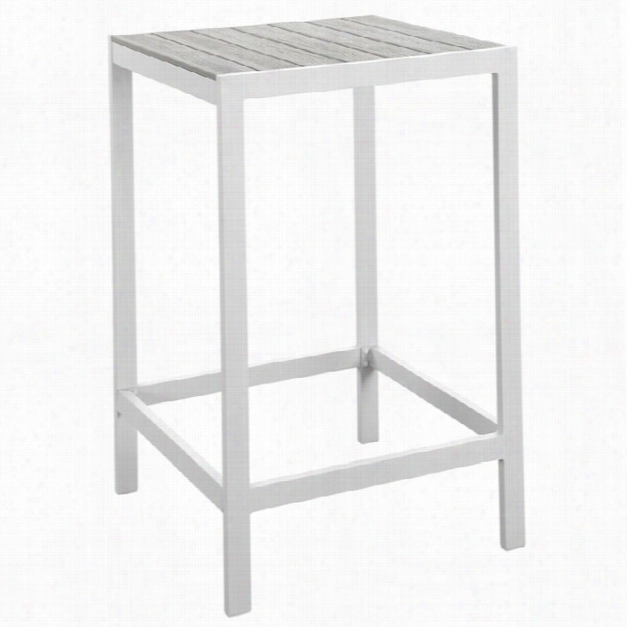 Modway Maine P Atio Bar Table In White And Light Gray