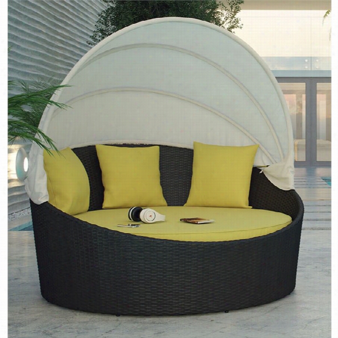Modway Siesta Canopy Patio Daybed In Espresso And Peridoot