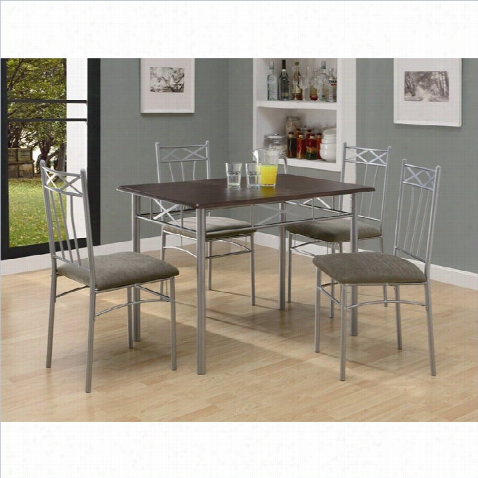 Monarch 5 Piece Dining Set In Cappuccino And Silver