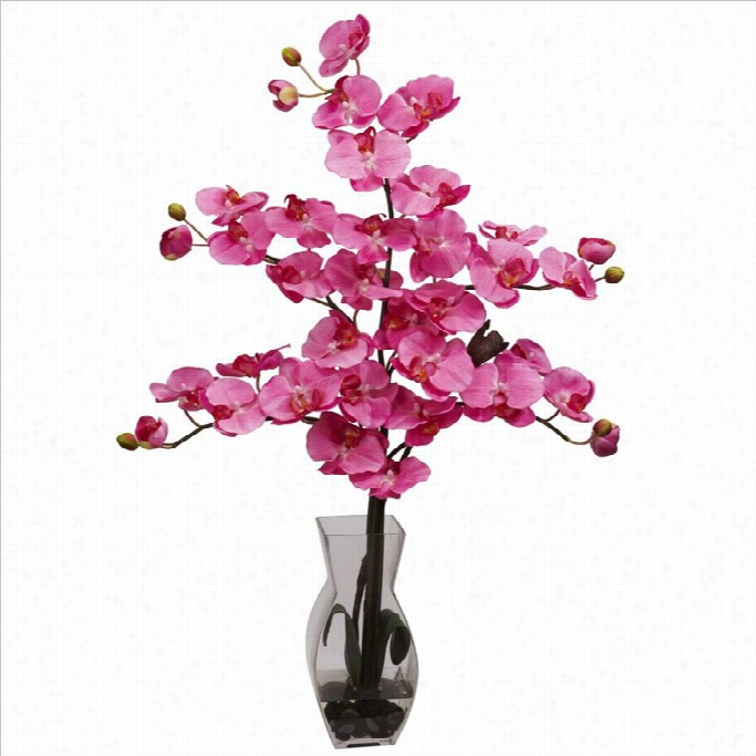 Nearly Natural Phalaenopsis With Vase Silk Flower Arrangement In Dark Pink