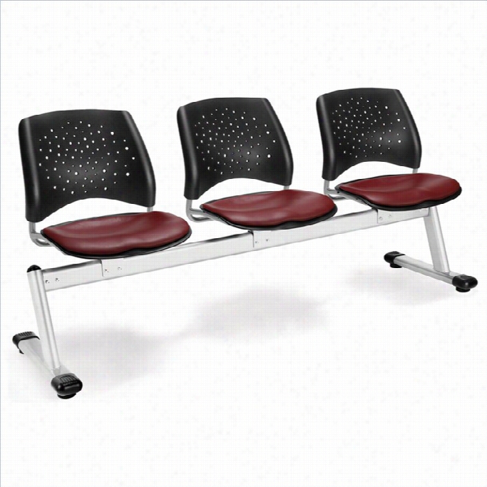 Ofm Star 3 Beam Seating With Vinyl Seats In Wine