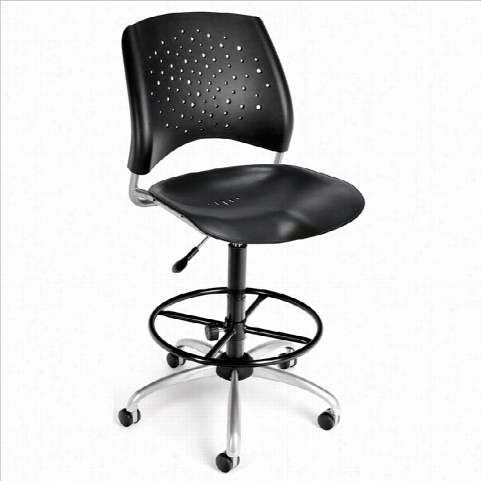 Ofm Star Swivel Plastic Drafting Chair With Dratfing Kit In Blavk