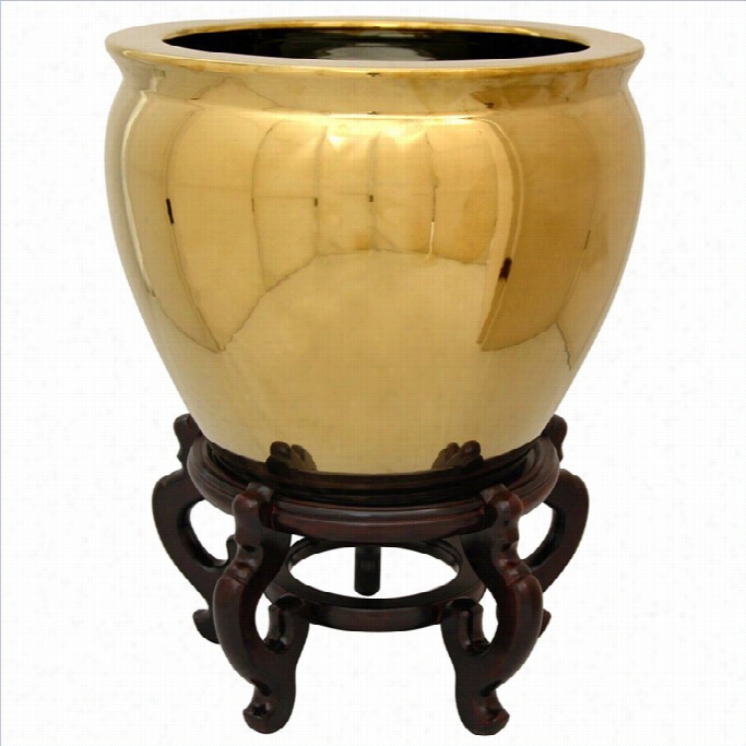 Oriental Furniture Fishbowl  In Gold