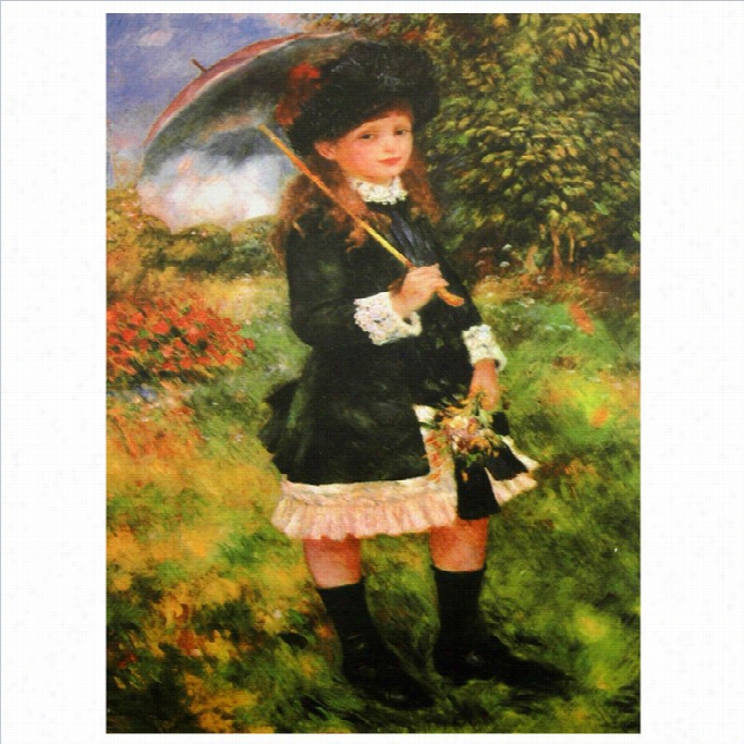 Oriental Furniture Young Girl With Parasol Canvas Wall Art In Multicolor