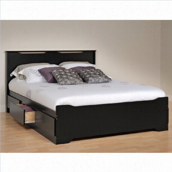 Ptepac Coal Harbor Queen Platform Storage Bed With Headboard In Black