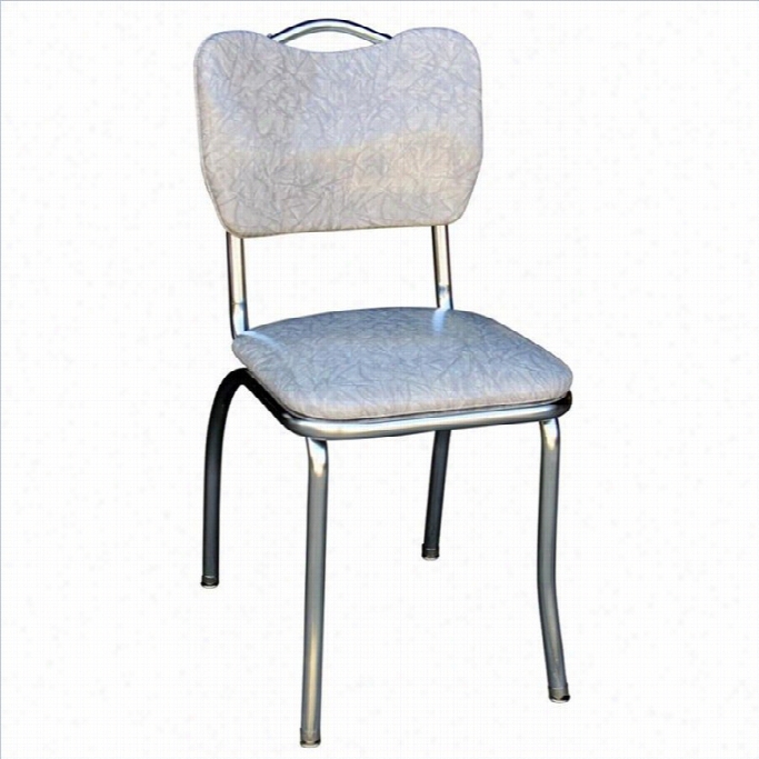 Richardson Seating Retro 9150s Handle Back Chrome Ddiner Dining Chair In Cracked Ice Grey