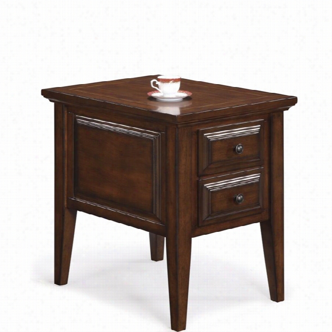 Riverside Firniture Hilborne Two Drawer End Table In Burnished Che Rry