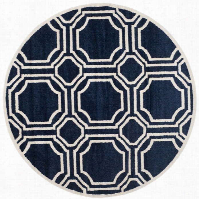 Safavieh Amherst Navy Indoor Out Passage Rug - Roubd 5'