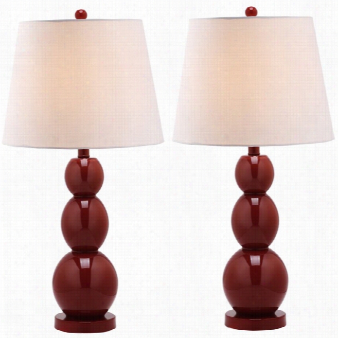 Safavieh Jayne Threee Sphere Glass Lamp (set Of 2) In Red