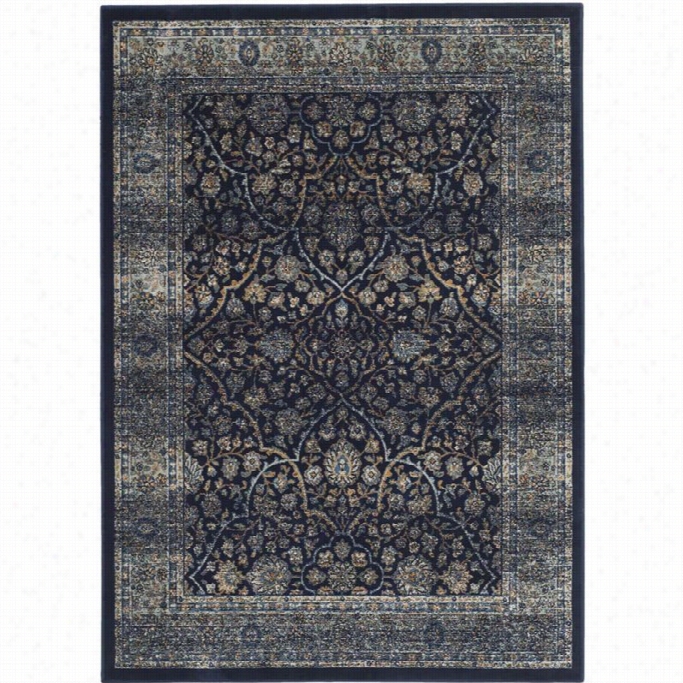 Safavie Perisan Garden Vintage Navg Traditional Rug - 4' X 5'7