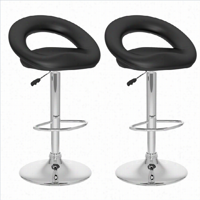 Sonax Corliving 43 Round Back Bar Stool In Black (set Of 2)