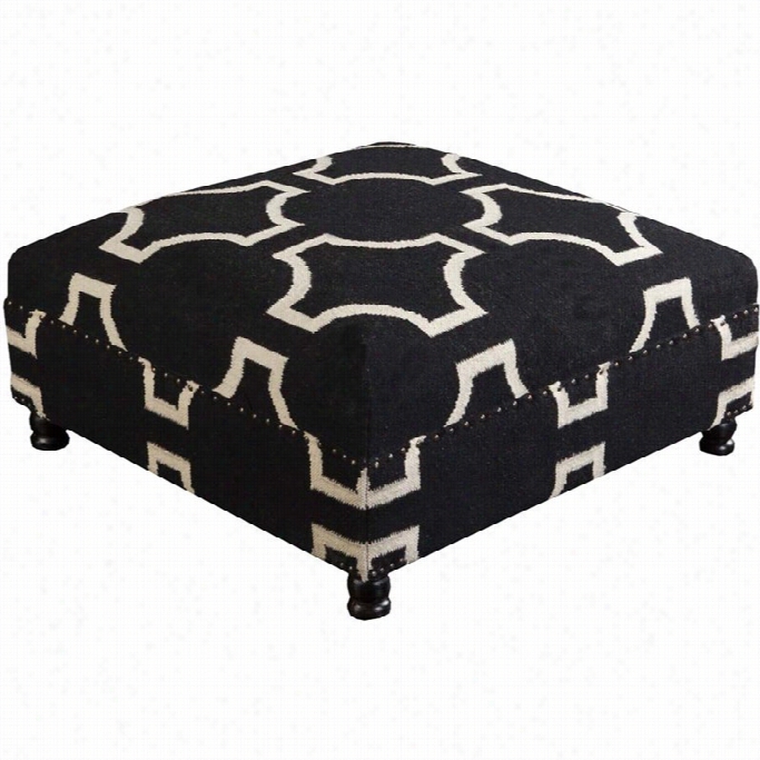 Surya Wool Square Nilhead Coffee Table Ottoman In Black