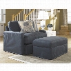 Ashley Addison Fabric Oversized Chair with Ottoman in Slate