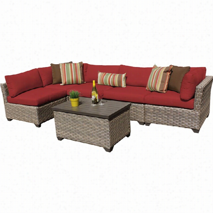 Tkc Monteey 6 Piece Outdoor Wicker Sofa Set In Terractta