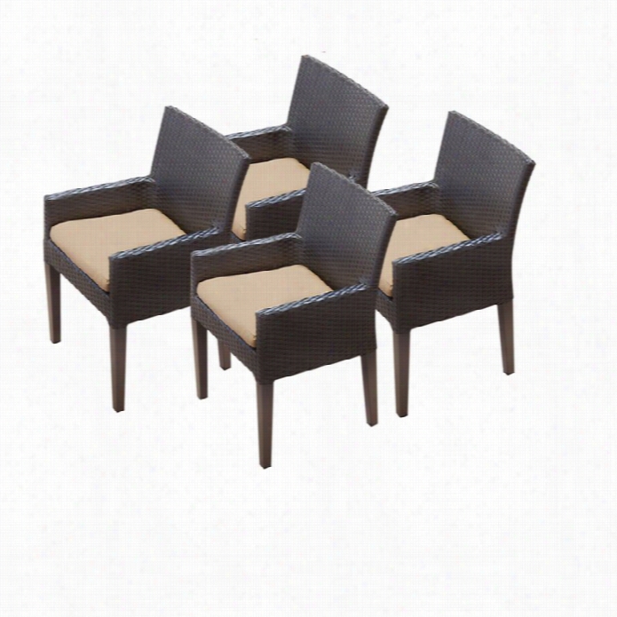 Tkc Napa Wiker Patio Arm Dining Chairs In Whaet (set Of 4)