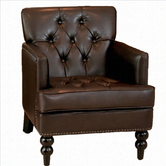 Trent Home Melisssa Leather Tufted Club Chair In Brown