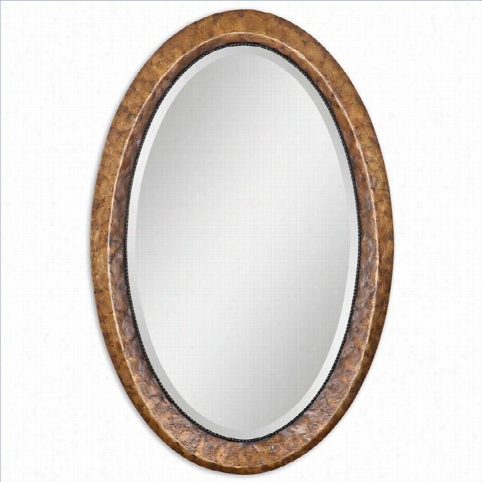 Uttermost Capiz Oval  Vanity Mirror In Heavily Antiqued Dark Cspiz
