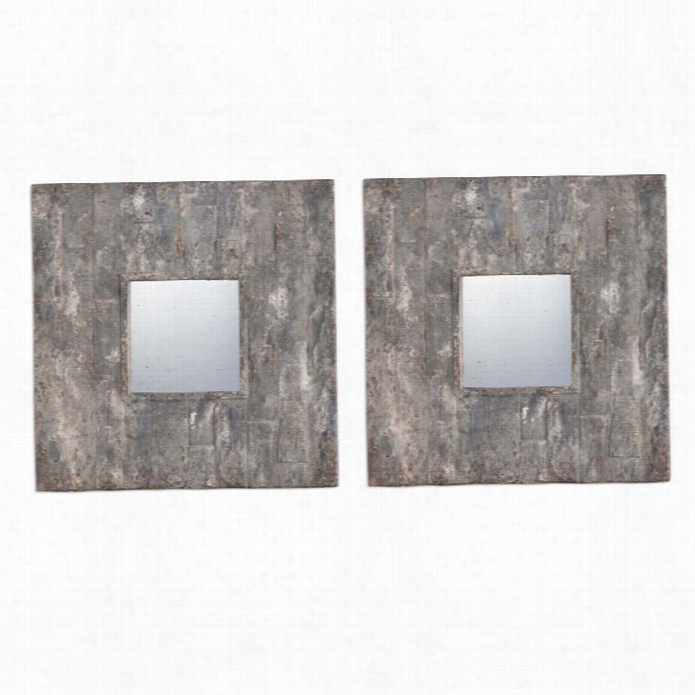 Uttermost Piera Square Aged Stone Mirrors  (set Of 2)