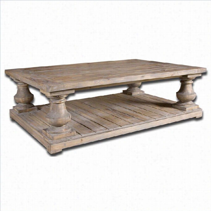 Uttermost Stratford Rustic Cocktal Table In Hard Gray Wash