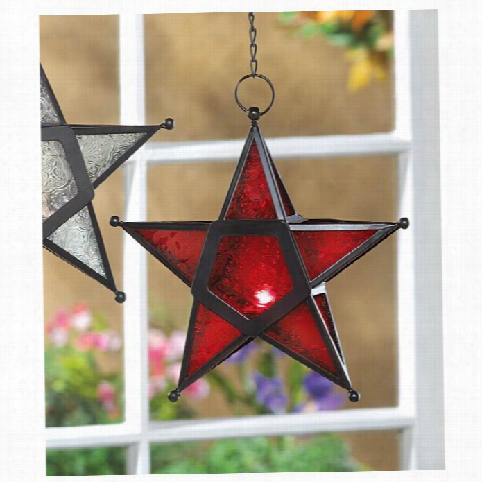 Zingz And Thingz Glass Star  Lantern In Red