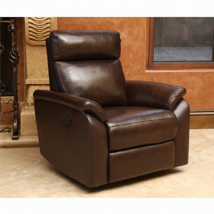 Abbyson Livimg Cedar Eather Power Swivell Recliner In Brown