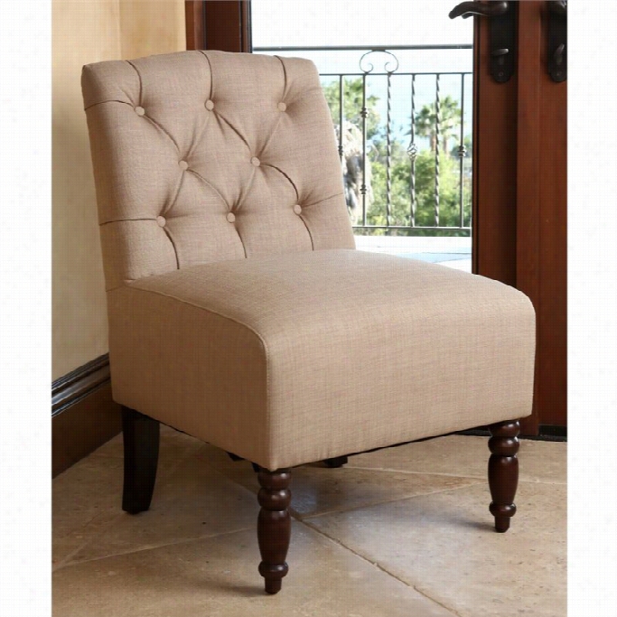 Abbyson Living Lana Tufted Linen Slipper Chair In Beigr