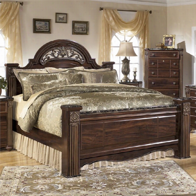 Ashley Gabriela Wood King Pos Ter Panel Bed In Brown