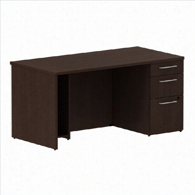 Bush Bbf 300 Series 60w X 30d Single Pedestal  Desk Kit In Mlchq Cherry