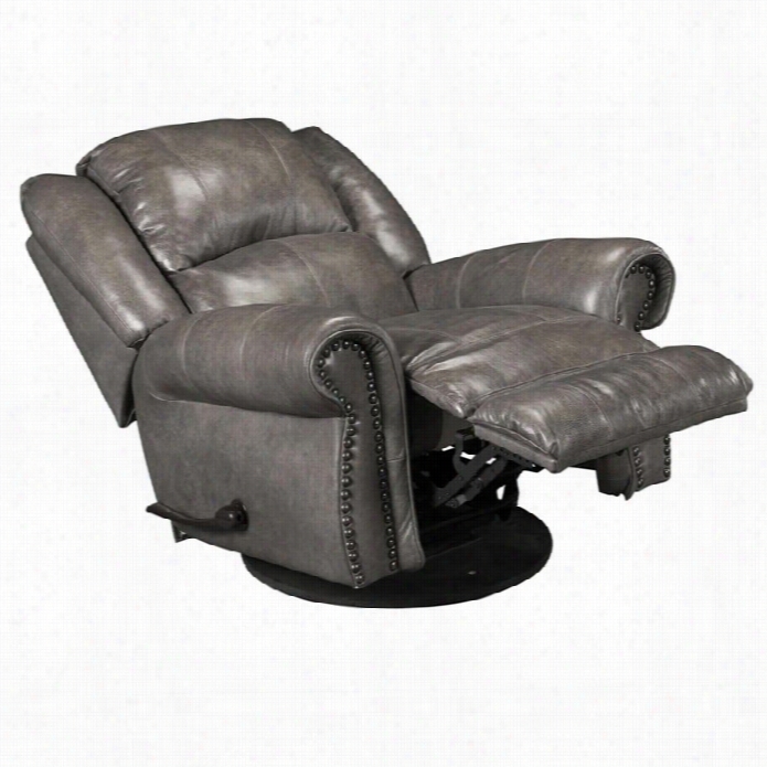 Catnapper Livingston Leather Power Glider Recliner In Smoke