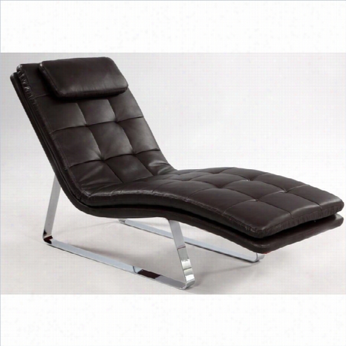 Chintaly Corvette Leather Chaise Lounge In Brown