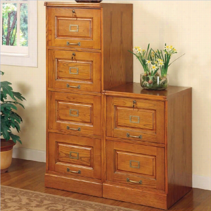 Coster Palmetto 4 Drawer File Cabinet In Oak