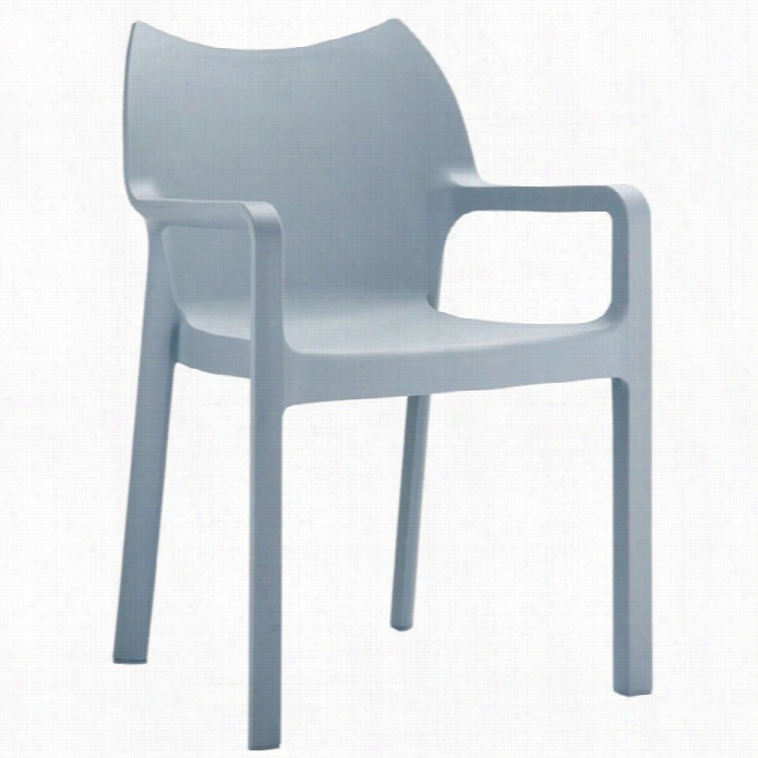 Comppamia Diva Resin Outdoor Dining Arm Chair In Silve