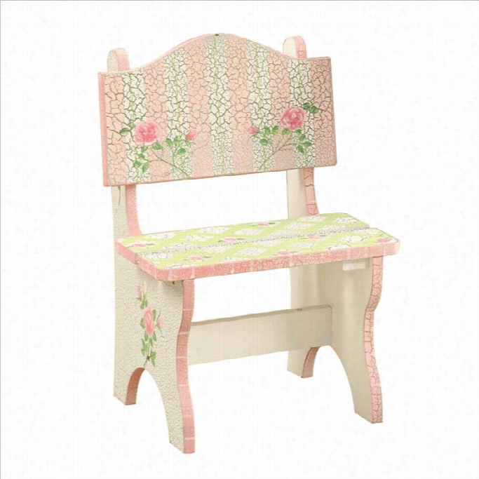 Fntasy Fields Hand Carvved Crackled Rose Mini Chair