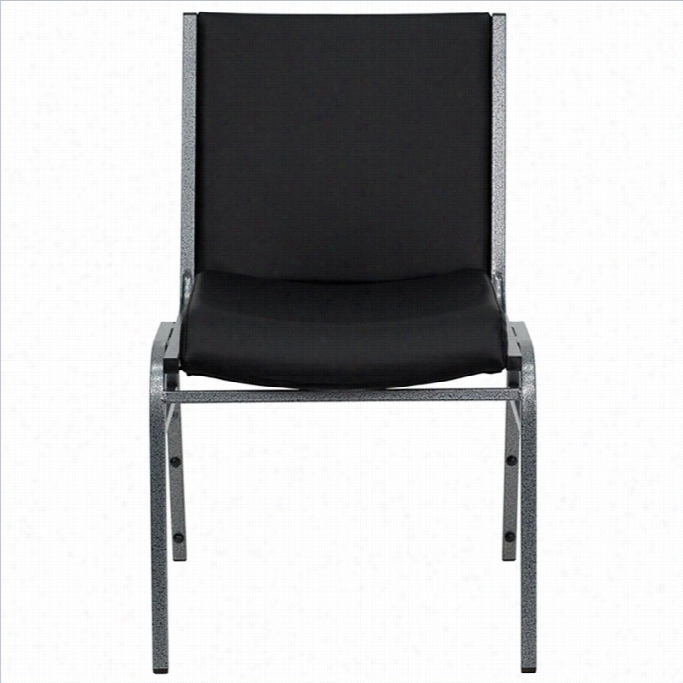 Flash Furniture Hercules Upholstered Stacking Chair In Black Viny L