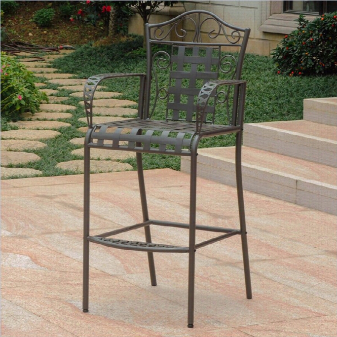 International Caravan Mandalay Set Of 2 Patio Bar Stool In Borwn