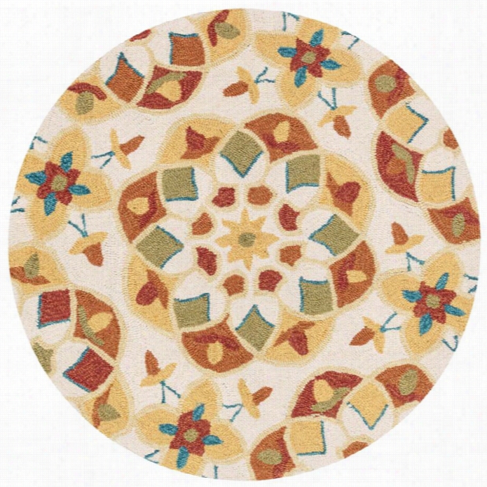 Loloi Francesca 3' Round Hand Hooked Rug In Ivvory And Spice