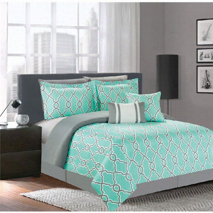 Luxury Home Gramercy 7 Piece Geometric Queen Size Comforter Set