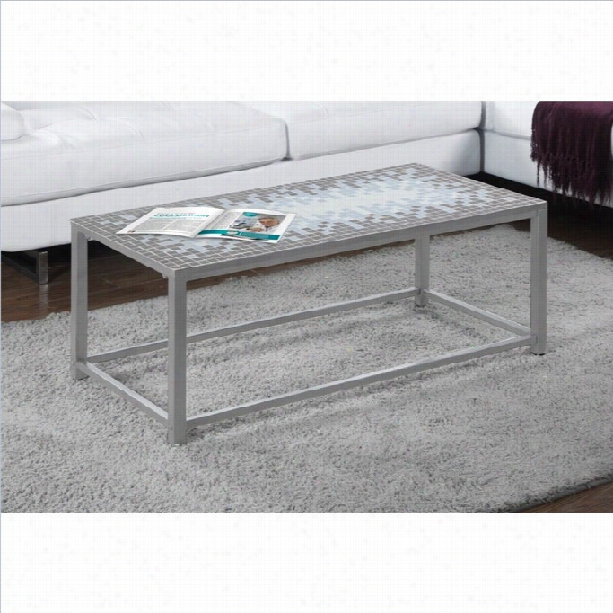 Monarch Ocktail Table In Hammered Silver With Blue Tile Top